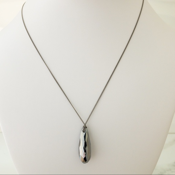 Swarovski Jewelry - Swarovski Tear Drop Silver Night Pendent Necklace